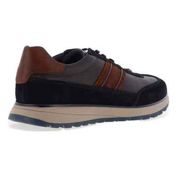 Mens Bugatti AWC03 Dark Blue Leather Casual Lace-up Shoes - Dark Blue