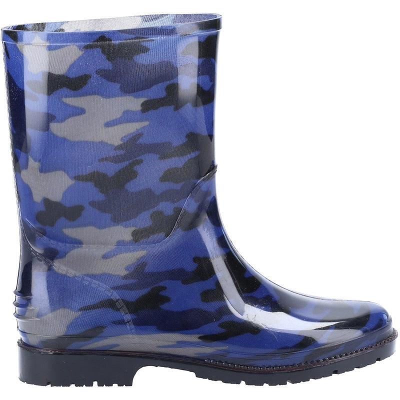 Kids Cotswold PVC Jnr Waterproof Wellingtons - Navy Camo