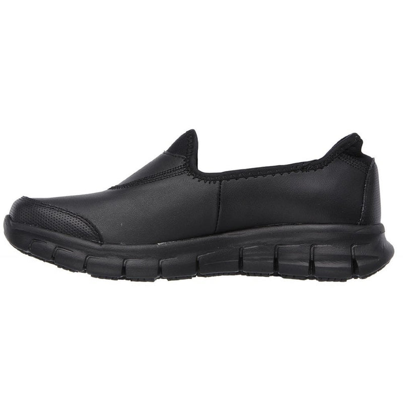 Womens Skechers Ladies Sure Track Black Slip On Shoes - Black