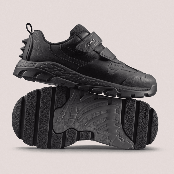 Infant Clarks Boys Steggy 2 Pace Black School Shoes - Black