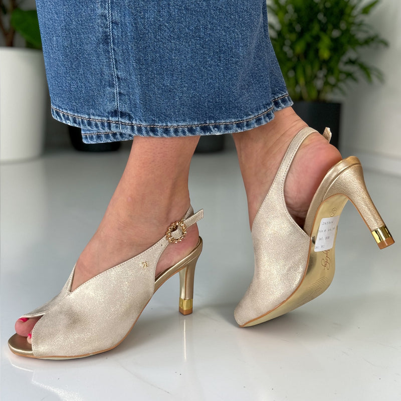 Womens Kate Appleby Malpas Gold Shimmer Peep Toe Slingback Malpas Gold Shimmer Peep Toe Sling Back Heels - Gold
