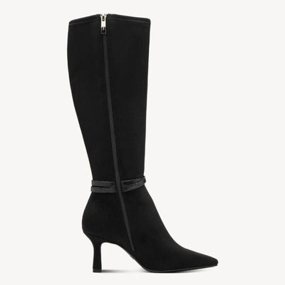 Womens Tamaris 25516 Black Faux Suede Knee High Boots - Black