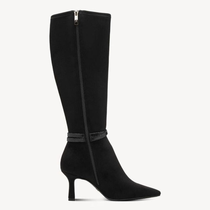 Womens Tamaris 25516 Black Faux Suede Knee High Boots - Black