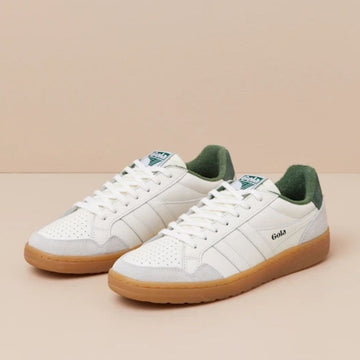 Womens Gola Eagle 86 Off White and Evergreen Trainers - Off White