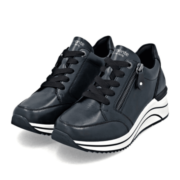 Womens Remonte D0T03 Navy Wedge Side Zip Trainers - Navy