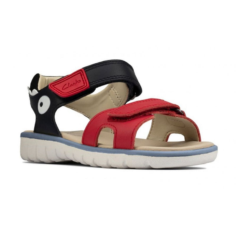 Infant Clarks Boys Roam Scale Navy and Red Sandals - Navy
