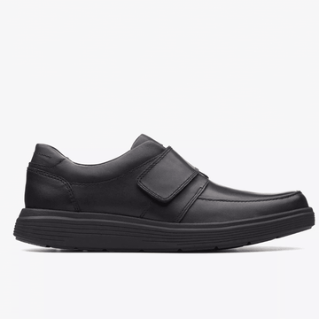 Clarks Mens Un Abode Strap Black Leather Velcro Shoes - Black