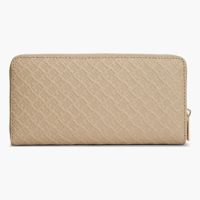 Womens Tommy Hilfiger Icon Debossed Zip Around Purse - Cream