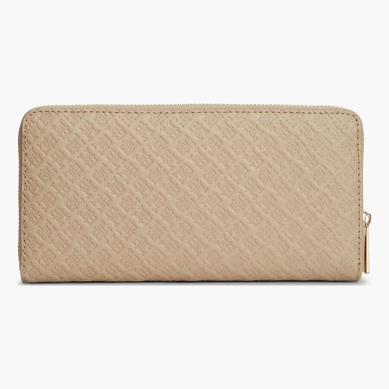 Womens Tommy Hilfiger Icon Debossed Zip Around Purse - Cream