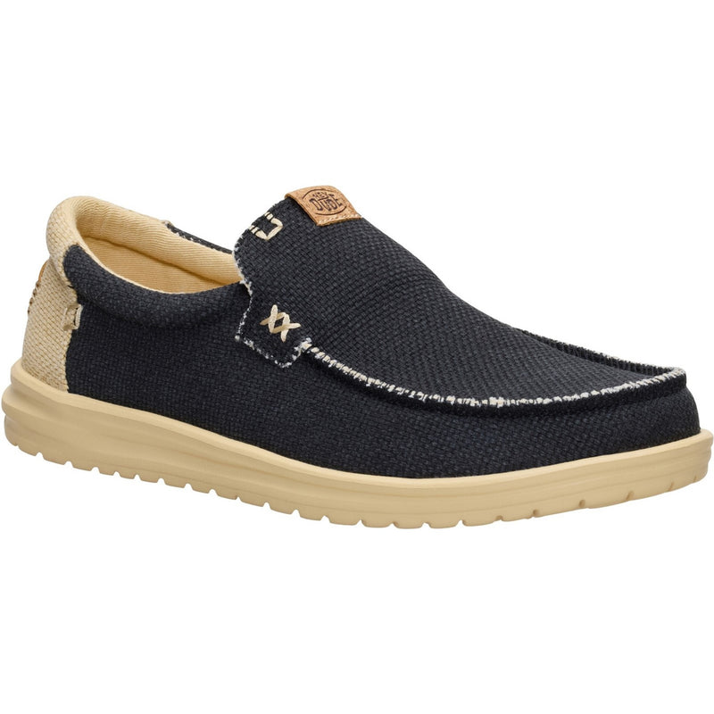 Mens Heydude Mikka Braided Black Boulder Tan Casual Slip-On Shoe - Black Boulder Tan