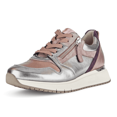 Womens Gabor 76.446 Rose and Silver Side Zip Walking Trainers - Rose Pink