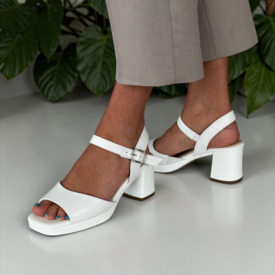 Womens Tamaris Comfort 88309 Block Heel Sandals - White