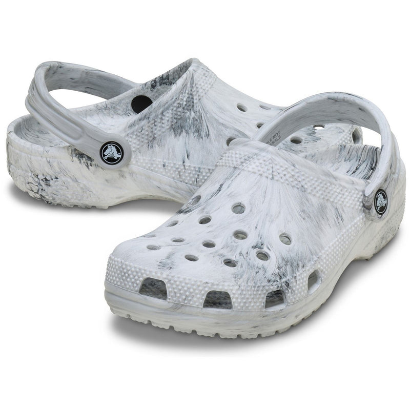 Unisex Crocs Classic Marbled Black and White Clog - Black and White