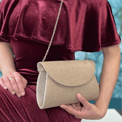 Womens Lunar Ladies Sariyah Gold Glitter Clutchbag - Gold