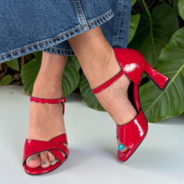 Womens Marco Tozzi 28340 Heeled Sandals - Red Patent