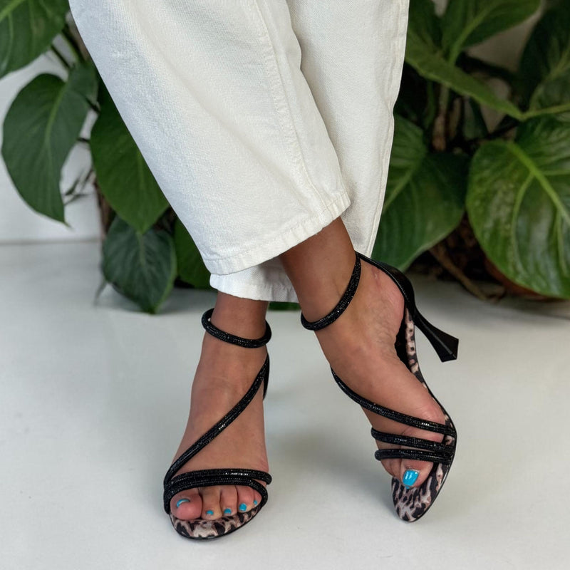 Womens Una Healy Centrefold Heeled Diamante Sandal - Wild Vinyl