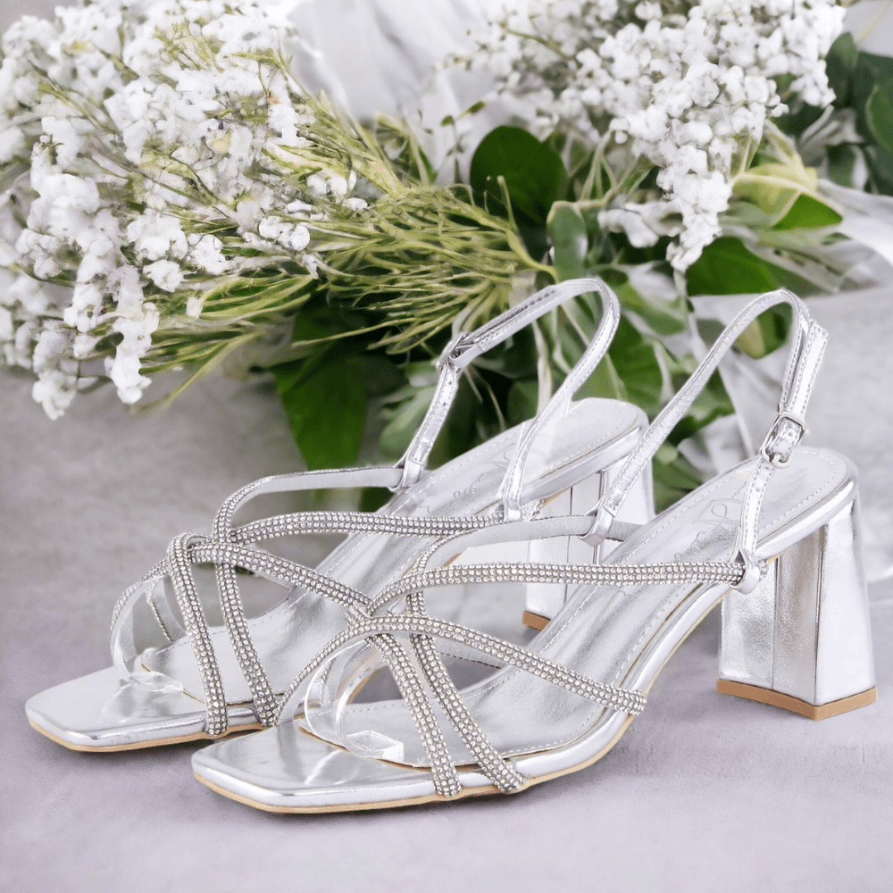Womens Una Healy Best Thing Square Toe Diamante Block Heel Sandals