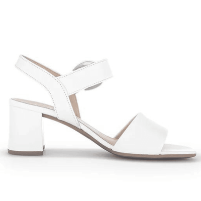 Womens Gabor Kooky Off White Leather Block Heel Sandals - White
