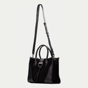 Womens Hispanitas 265022 Suede Shoulder Bag - Black