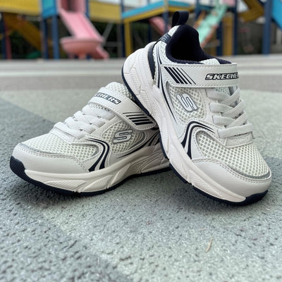 Boys Skechers 403857L White & Navy Sporty Retro-Graph Trainer - Junior - White