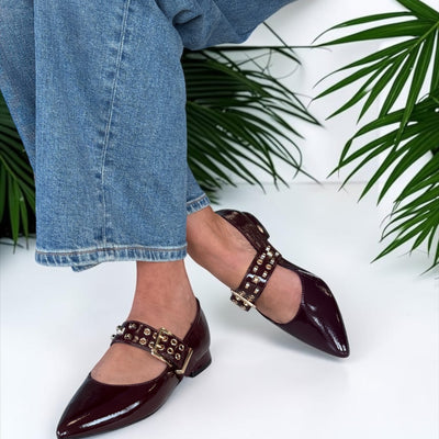 Womens Xti 146418 Flat Shoes - Burgundy