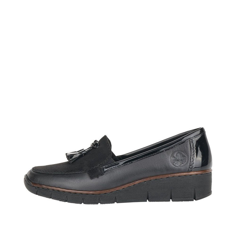 Womens Rieker 53771 Wedged Loafers - Black