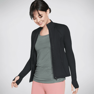 Womens Skechers Ladies Zip Up Mesh Jacket - Black