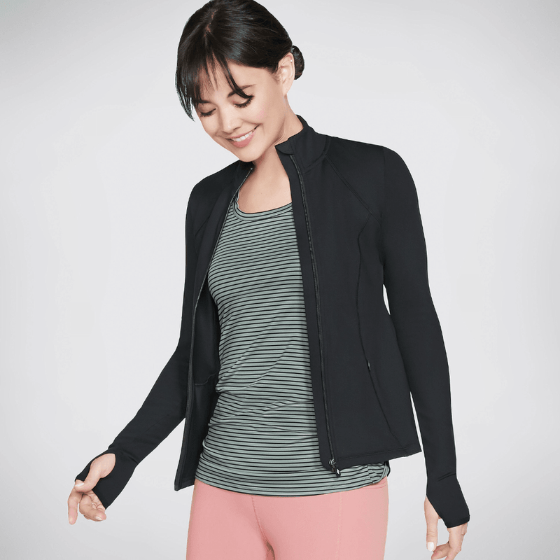 Womens Skechers Ladies Zip Up Mesh Jacket - Black