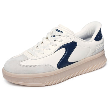 Womens Skechers 185460 Off White Duraleather & Suede Overlay Lace-Up Hotshot Hi Slip-Ins - Off White