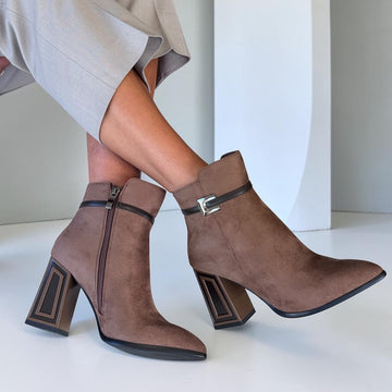 Womens Redz D5909 Taupe Ankle Boots - Taupe