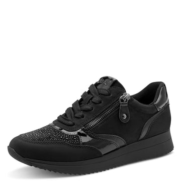 Womens Jana 23774 Side Zip Trainers - Black Glitter