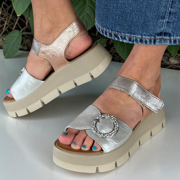Womens Igi & Co 1160311 Silver Wedge Sandals - Silver