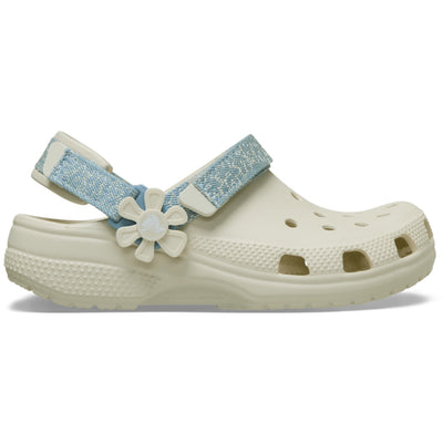 Junior Crocs Denim Flower Classic Clogs - Denim Flower