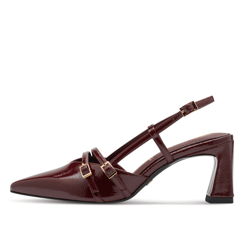 Womens Tamaris 29660 Slingback Pointed Toe Block Heels - Burgundy