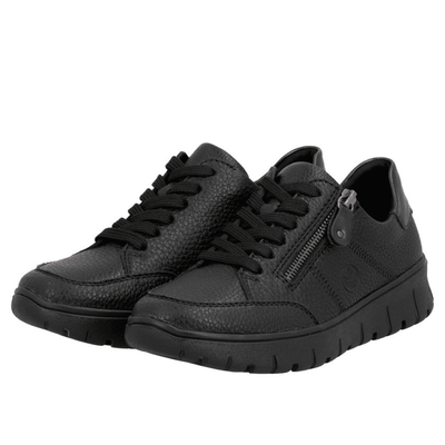 Womens Rieker N1301 Black Side Zip Trainers - Black