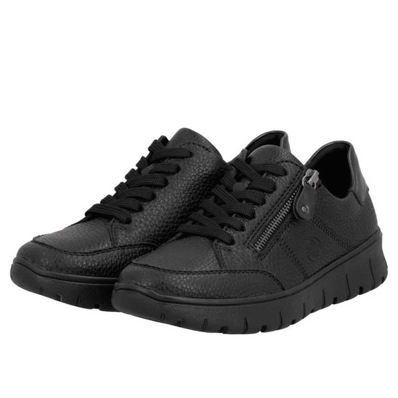 Womens Rieker N1301 Black Side Zip Trainers - Black