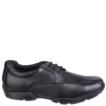Boys Hush Puppies Vincente Black Senior School Shoes - Black