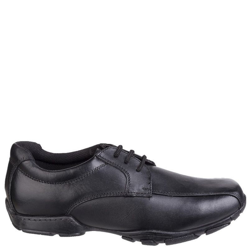 Boys Hush Puppies Vincente Black Senior School Shoes - Black