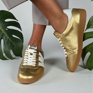 Womens Wonders AP-2001 Gumsole Trainers - Gold