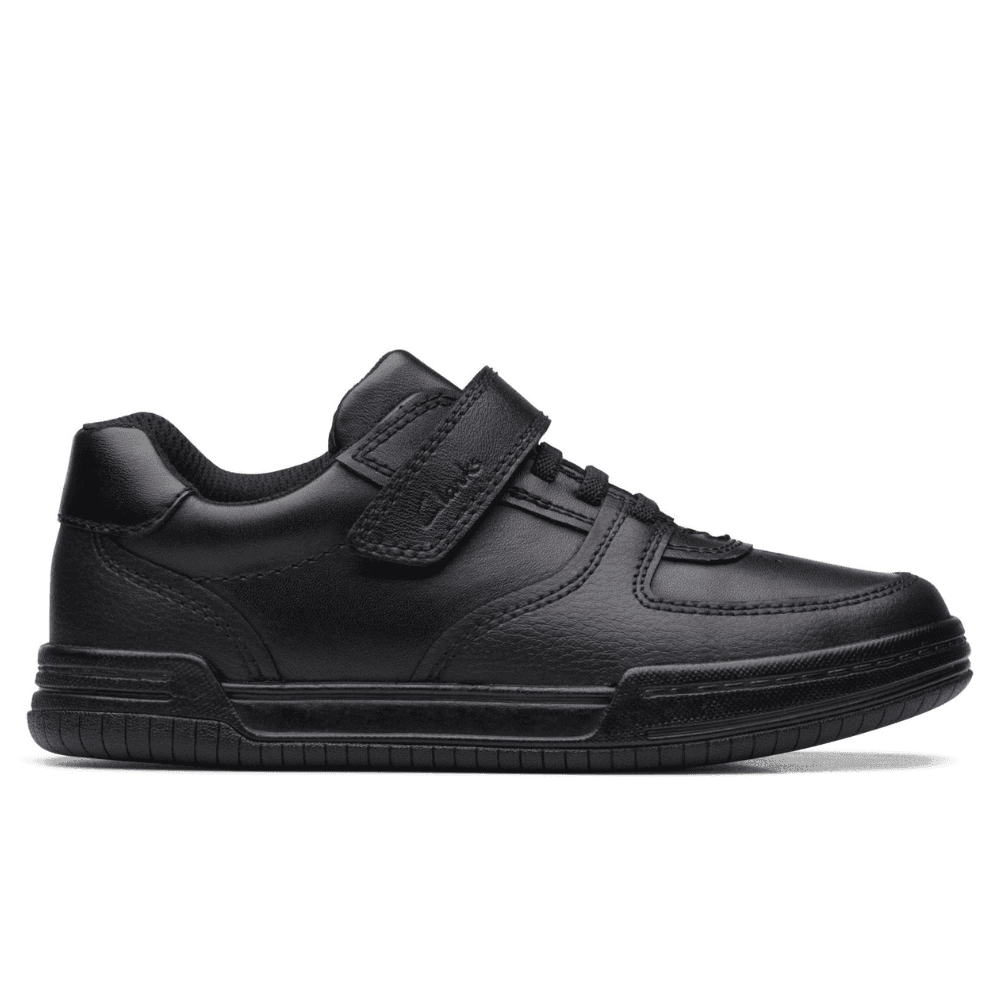 Infant Clarks Fawn Lay Kids Velcro School Shoes-Black Leather