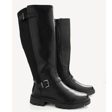 Womens Tamaris 85600 Leather Knee High Boot - Black