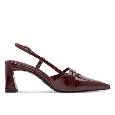 Womens Tamaris 29660 Slingback Pointed Toe Block Heels - Burgundy