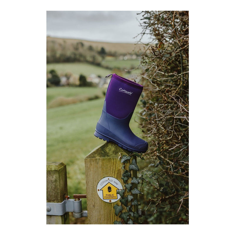 Kids Cotswold Hilly Neoprene Wellingtons - Purple