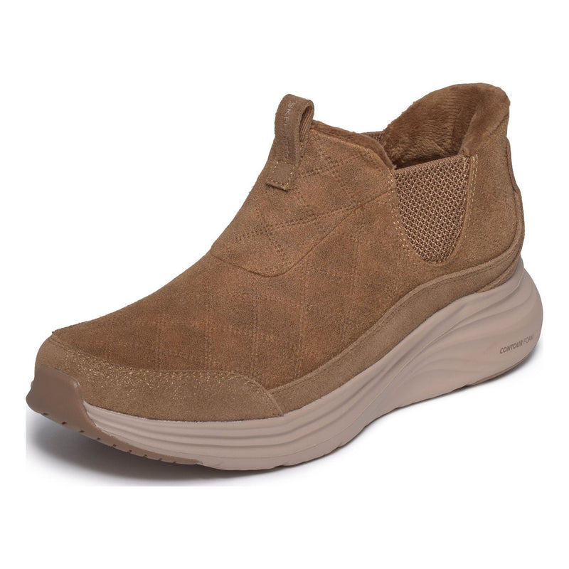 Womens Skechers 168173 Cozy Fit Dash Contour Foam Slip-Ins Ankle Boots - Chestnut