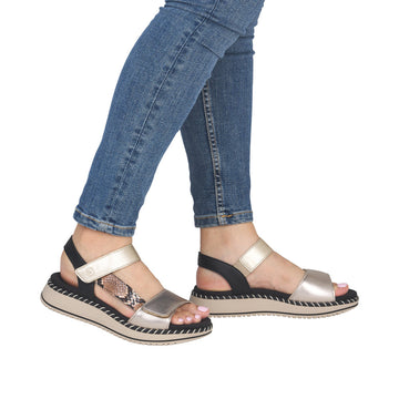 Womens Remonte D3J50 Metallic Wedge Sandal - Metallic