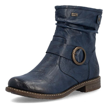 Womens Rieker 74857 Navy Fleece Lined Ankle Boots - Navy