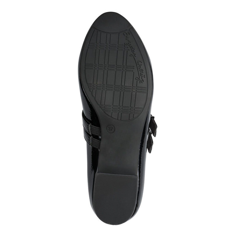 Womens Jana 24366 Black Patent Block Heels - Black Patent