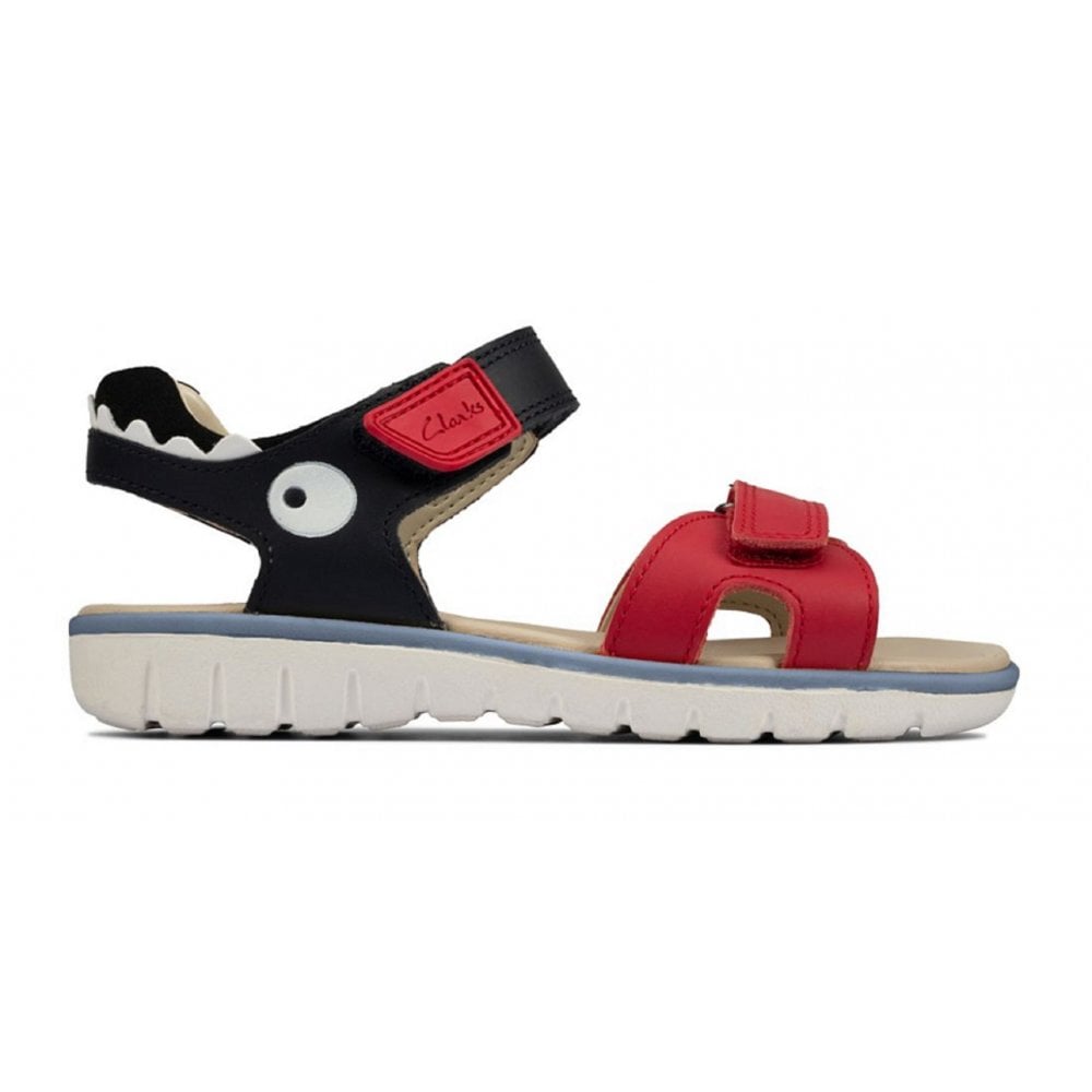Infant Clarks Boys Roam Scale Navy and Red Sandals