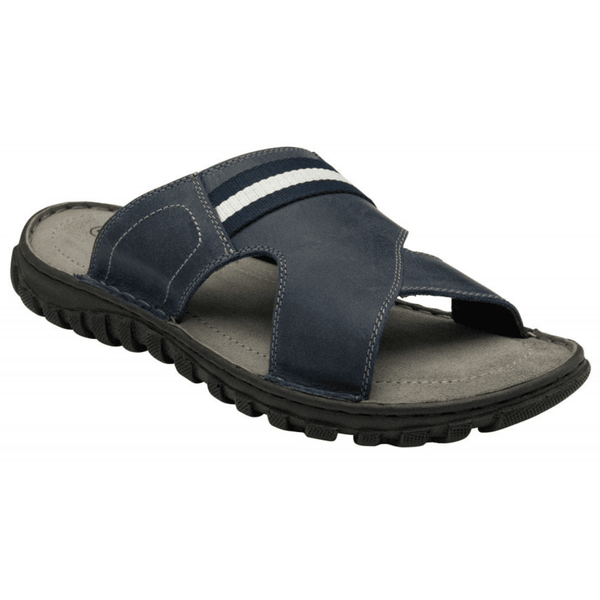 Lotus Mens Bastion Navy Leather Mules - Navy
