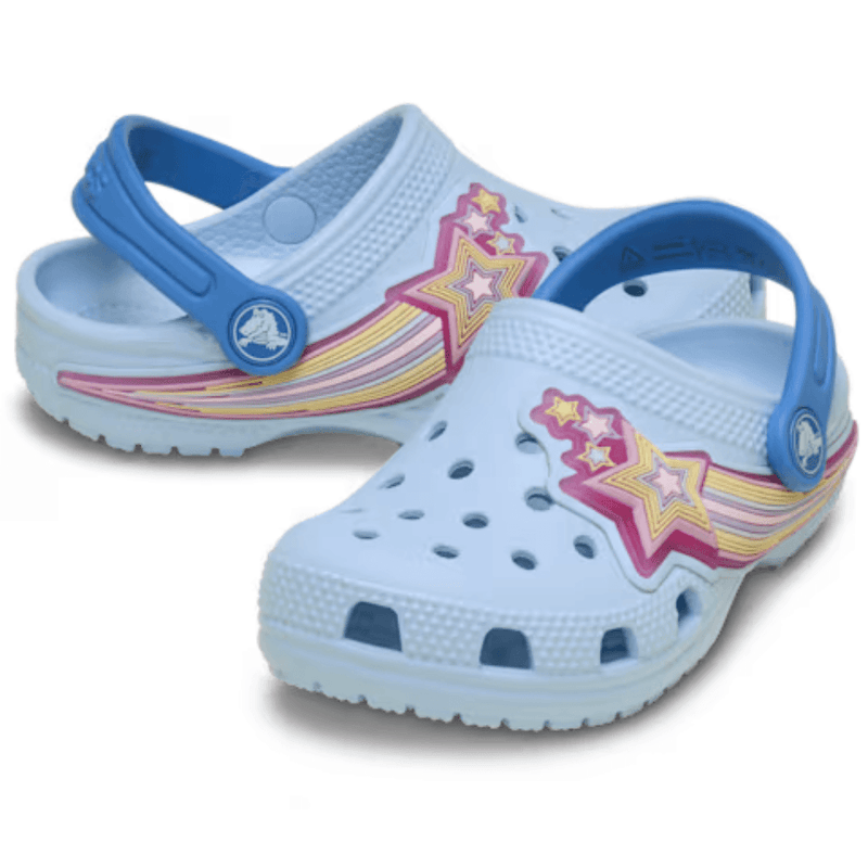 Crocs Kids Classic Star Lights Clogs - Light Blue